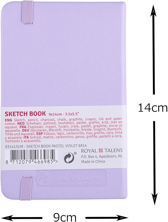 Tarence T9314-131M 452124 Art Creations Sketchbook, Drawing Notebook, 3.5 x 5.5 inches (9 x 14 cm), Pastel Violet