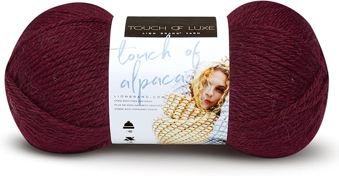 Lion Brand Yarn (1 Skein) Touch of Alpaca Yarn, Crimson