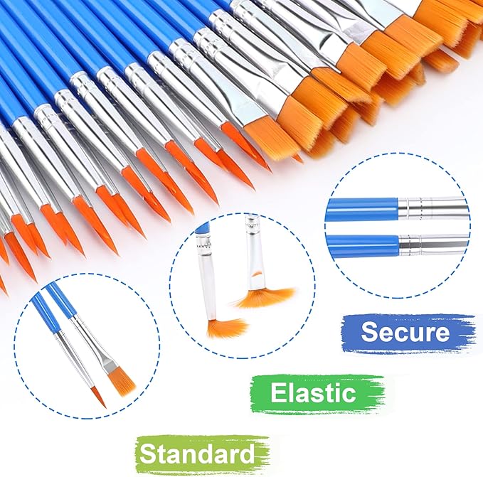 UPINS 30 Pcs Paint Brushes, Small Brush Bulk for Detail Painting
