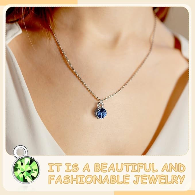 Sureio 120 Pcs Birthstone Charms for Jewelry Making Handmade DIY Crystal Birthstone Beads Bling Round Charms Bracelet Enamel for Birthday Jewelry Making Earrings Accessory (Multiple Color)