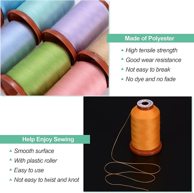 uxcell 40D/2 Sewing Thread 1100 Yards Polyester Household Sewing String Hand Stitching Polyester Cord for Clothing Stitching Shoe Bag Repairing DIY Craft Orange