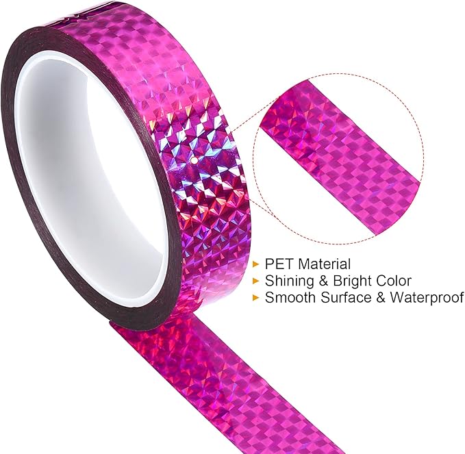PATIKIL Prism Tape 1 Inch x 55 Yards, Holographic Metalized Reflective Adhesive for Detailing Accent Wall Decor Art, Rose