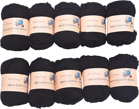 Acrylic Yarn for Crocheting Hand Crochet Yarn Black Cotton Yarn for Knitting 10Balls Pack 17.6Ounces,Crochet Yarn Black