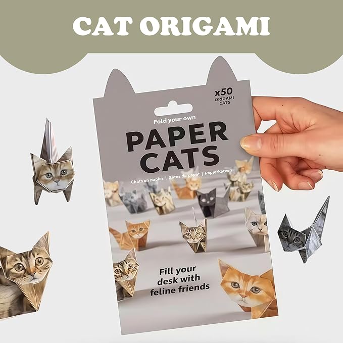 2PCS DIY Paper Cats Kit,50 Sheets Cute Kitten Origami Cats,3D Handmade,Fun Creative Art Project,Origami Paper Activity for Kids & Adults, Desk Decor and Gift for Pet Lovers