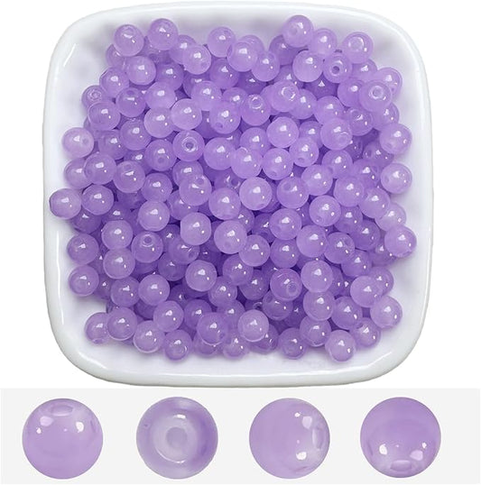 6mm Round Glass Beads for Jewelry Making, 900Pcs Glass Seed Beads for Bracelets, DIY Crafts (Purple)