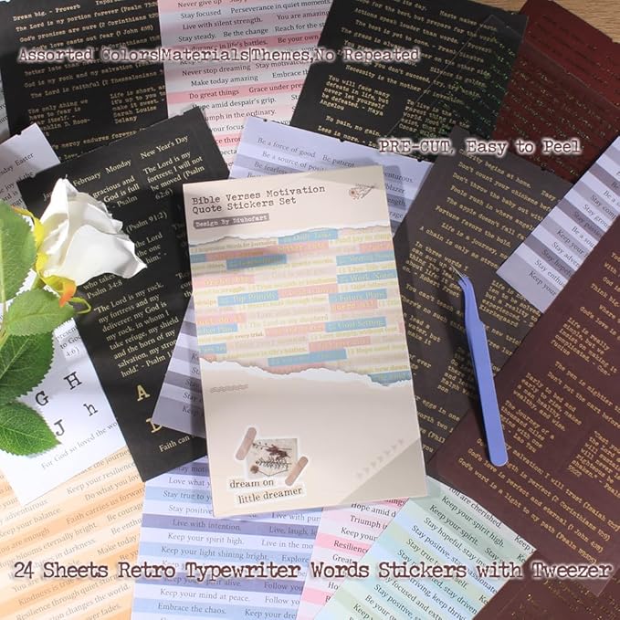 Quote and Sayings with Bible Verses Stickers for Journaling, 846Pcs Word Stickers, 24 Sheets Gold Foil Small Talk Sticker Book for Junk Journal Supplies, Scrapbooking, Bujo, Card Making