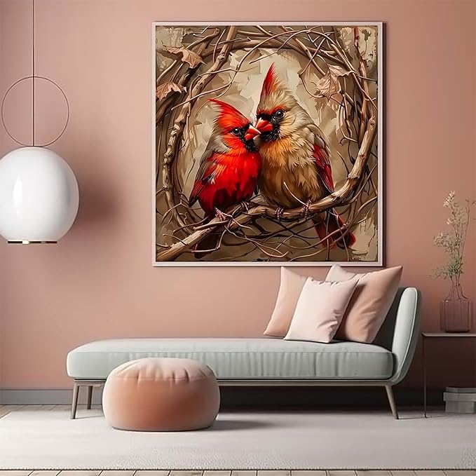 CZYWJMEI 5D Diamond Painting Kits for Adults Beginners,DIY Two Bird Diamond Art,Full Round Drill Diamond Dot Gem Art Kits,Home Wall Decor 13.7x13.7 Inch