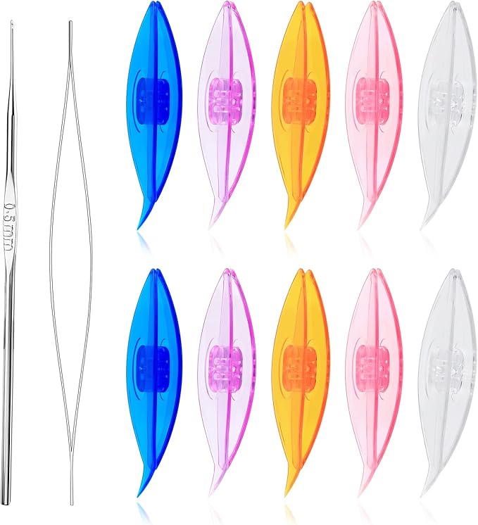 BUTUZE Tatting Shuttle Kit, 10 PCS Plastic Tatting Shuttle with Beading Needles Crochet Hooks Knitting Needles Big Eye Needles Tatting Needles for DIY Hand Lacemaking Craft Tool Weave Yarn Set