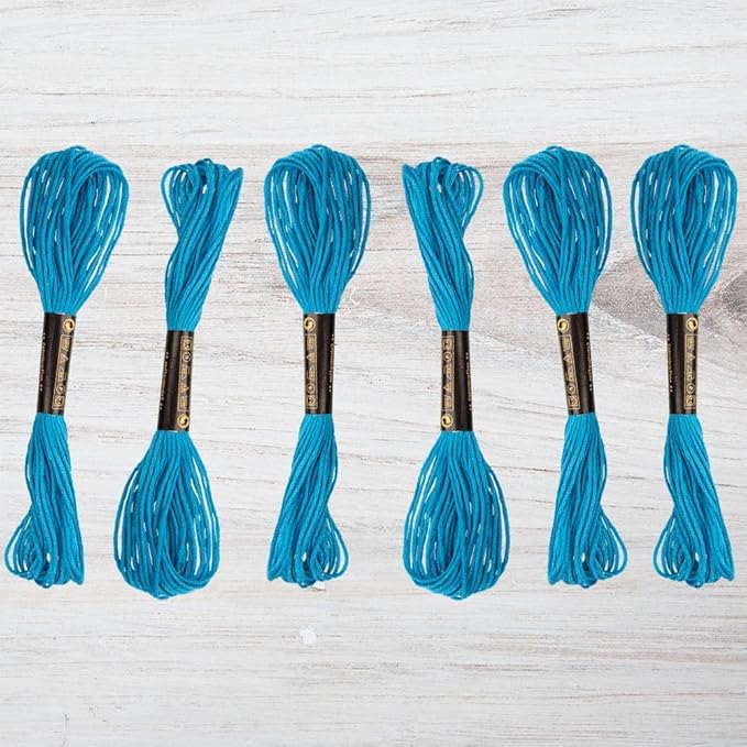 embroidery floss pack – 6 skeins, 8.7 yards each – basic blue embroidery floss for needlework, diy bracelets, crafting, weaving