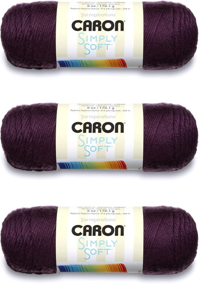 Caron Simply Soft Plum Perfect Yarn - 3 Pack of 170g/6oz - Acrylic - 4 Medium (Worsted) - 315 Yards - Knitting/Crochet