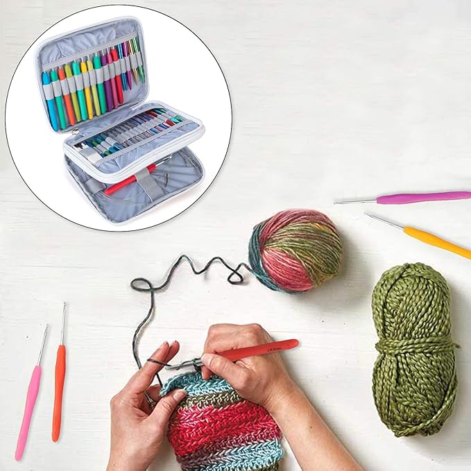Teamoy Organizer Case for Interchangeable Circular Knitting Needles, Crochet Hooks and Knitting Accessories, Keep All in Place and Easy to Carry, Cats Pink (No Accessories Included)