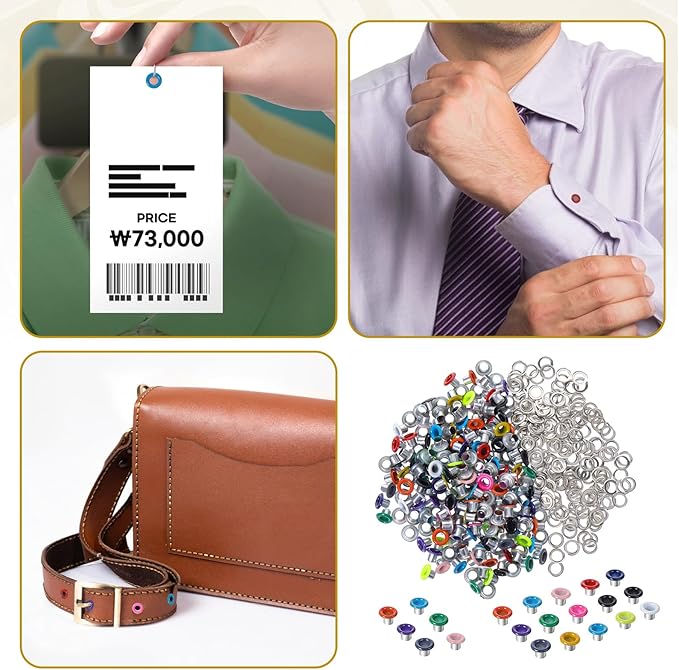 JIYIN 210 Set Metal Eyelets for Paper Crafts, 3mm Colorful Eyelets and Grommets Kit Metal Round Eyelets Leather Rivet Accessories for Fabric Canvas Bag Shoes Clothing Scrapbooking Card Making