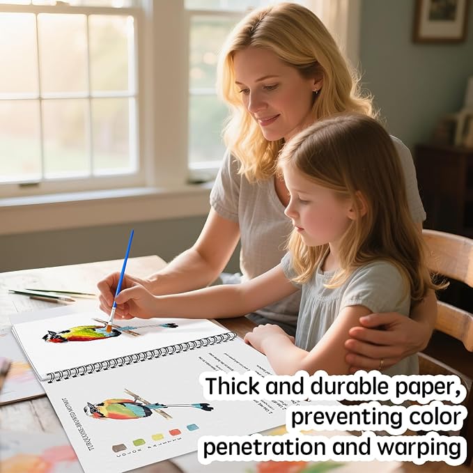 SLWBZ Watercolor Workbook Birds, 15 Different Patterns of Original DIY Designs, Beginner-Friendly Watercolor Workbooks, (Birds, Without Palette)
