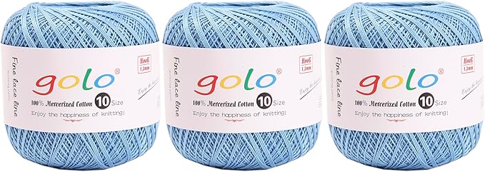 golo 3 Balls Crochet Thread Size 10 Crochet Yarn for Hand Knitting 305