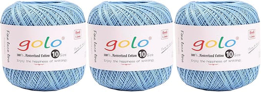 golo 3 Balls Crochet Thread Size 10 Crochet Yarn for Hand Knitting 305
