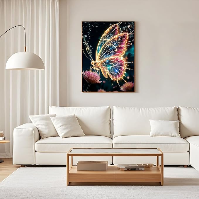 GEEHEIY Butterfly Diamond Art Kits for Adults, 5D Butterfly Diamond Painting Kits for Beginner, DIY Aniamal Gem Art Dots for Adults, Perfect for Home Wall Decor 12x16 Inch