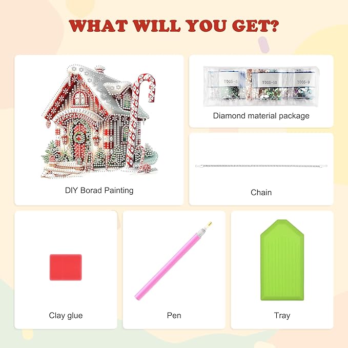 HEIBAGO House Diamond Art Hanging Kits for Adults Kids, 5D Special Shaped Crystal Diamond Painting Kit Candy, DIY Pattern Window Pendant Gem Art Kit for Home Wall Decor 8.3 x 8.3 Inch