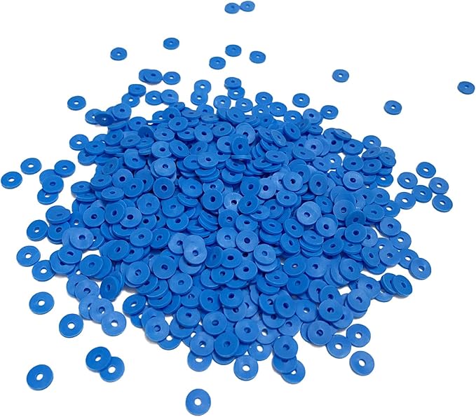 2000pcs Heishi Vinyl Beads Flat Round Polymer Clay Spacer Beads for Making Bracelet Necklace Earring Accessories DIY Handmade Craft(Blue, 6mm)