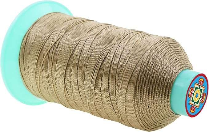 Mandala Crafts Size 277 840D T270 Bonded Nylon Thread - Khaki 800 YDs Tex 270 Heavy Duty Sewing Threads for Leather, Jeans, Weaving, Outdoor Marine Upholstery