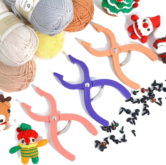 Safety Eyes Jig Pliers Auxiliary Tool For Attaching Doll Eyes And Noses For Amigurumi And Crochet, DIY Craft Install Accessories Supplies For Stuffed Animals, Pink