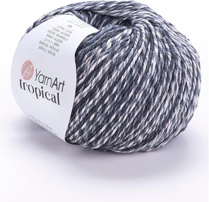 YarnArt Tropical Variegated Fine Yarn - 1 Skein/Ball, 50g, 174yds Cotton Yarn, Soft, Amigurumi, Crochet, Turkish, 55% Cotton - 45% PAC (Poliacrylic)