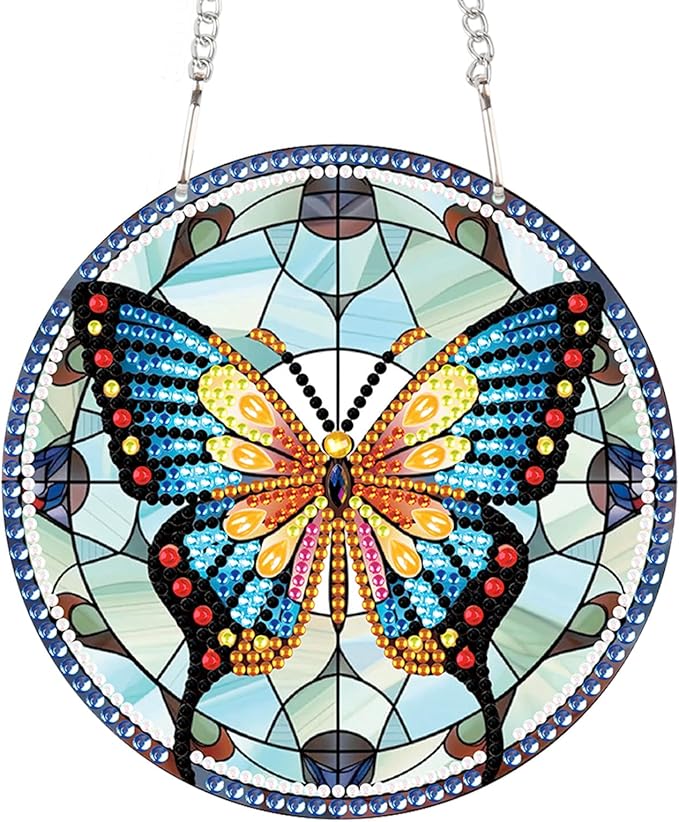 AiYuanzsh Animal Butterfly Diamond Painting Hanging Pendant Kit Special Shaped Diamond Dots Art Acrylic Ornaments Diamond Painting Pendant for Adult Kid Home Wall Window Decor Gift
