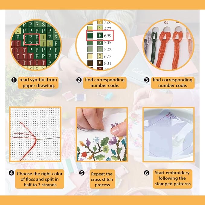 FREEBLOSS 11CT Tree of Life Printed Cross Stitch Kits Stamped Embroidery Kits with Instruction Wall Hanging Kit for Needlepoint Adults Wall Art Decoration 18x18in/45x45cm