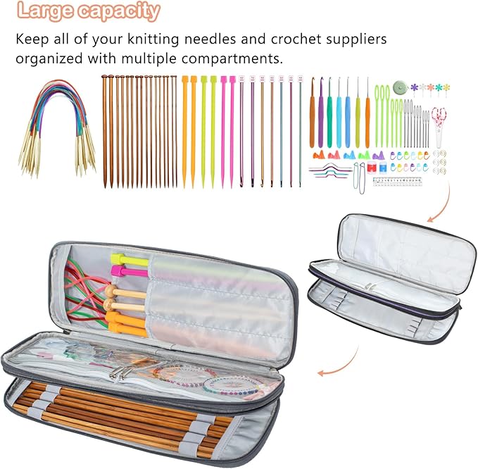Knitting Needles Case (up to 14 Inches), Knitting & Crochet Accessory Organizer