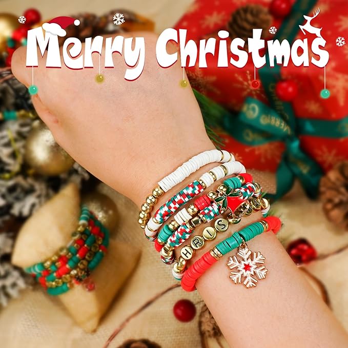 Gionlion Christmas Gifts - 24 Colors Clay Beads Bracelet Making Kit, Christmas Crafts DIY Arts and Crafts
