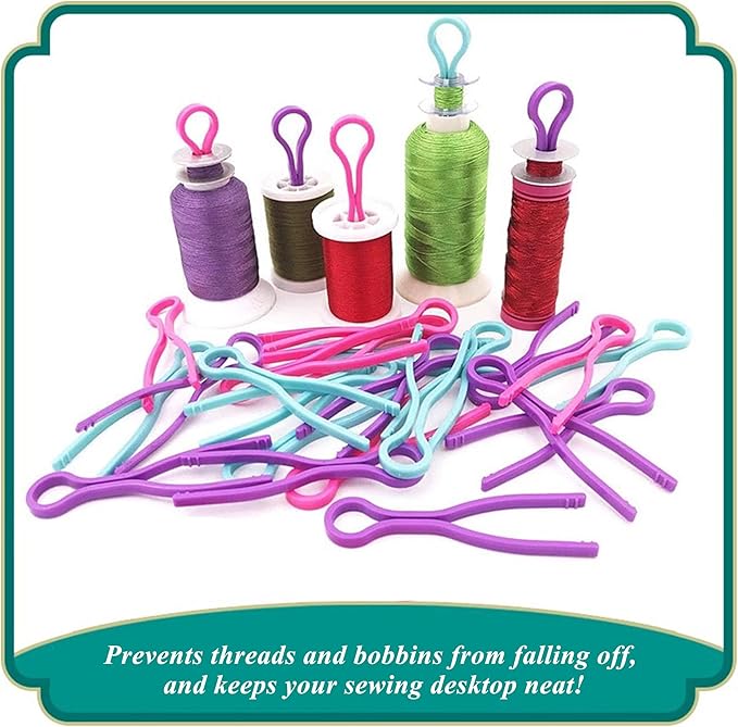 50 PCS Sewing Bobbin Thread Holders,Sewing Thread and Bobbin Organizer Holder Accessories and Supplies for Craft Embroidery Plastic Thread Clamps Spools Organizers,Colorful Ramdon 6,LXLVOUEG