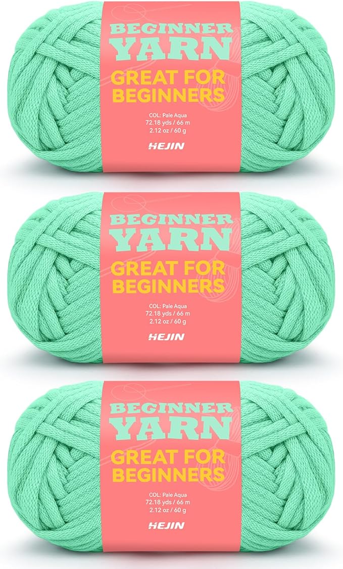 3x60g Pink Green Yarn for Crocheting and Knitting;3x66m (72yds) Cotton Yarn for Beginners with Easy-to-See Stitches;Worsted-Weight Medium #4;Cotton-Nylon Blend Yarn for Beginners Crochet Kit Making