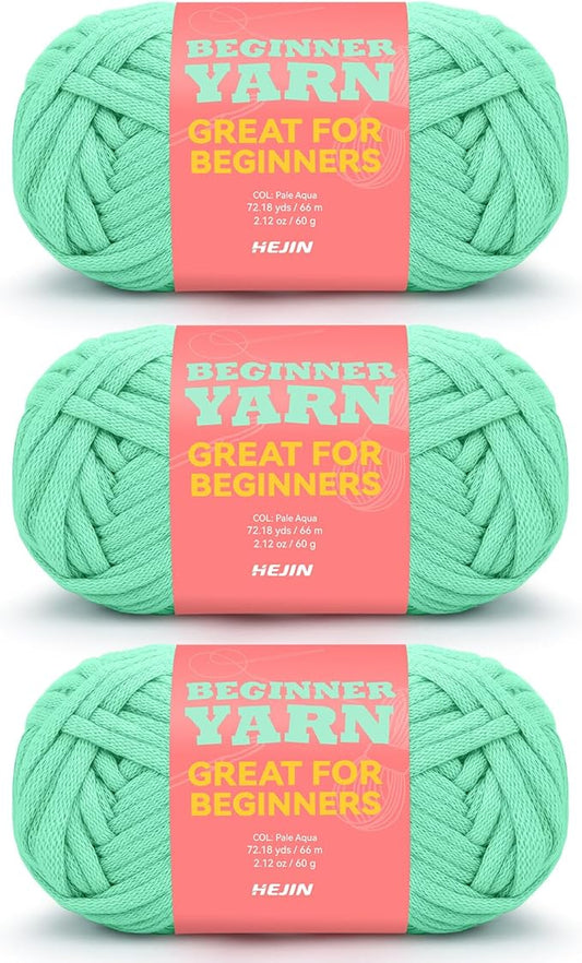 3x60g Pink Green Yarn for Crocheting and Knitting;3x66m (72yds) Cotton Yarn for Beginners with Easy-to-See Stitches;Worsted-Weight Medium #4;Cotton-Nylon Blend Yarn for Beginners Crochet Kit Making