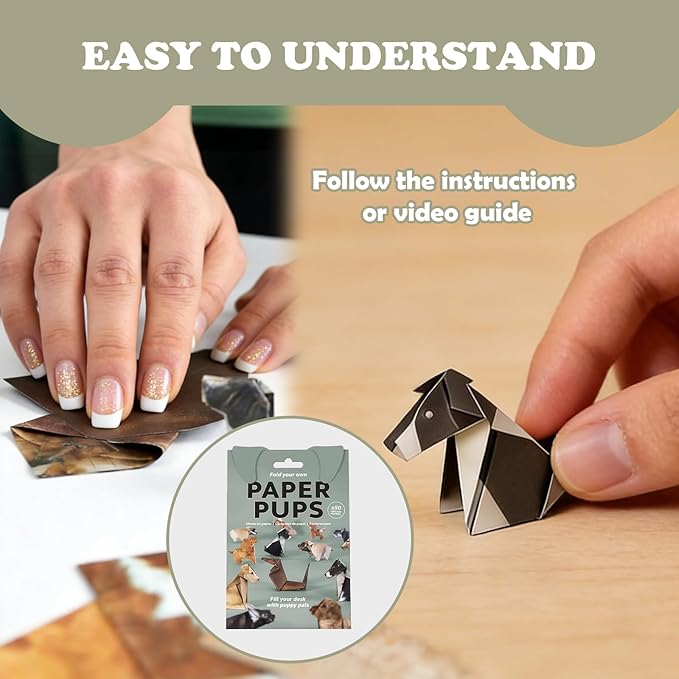 2PCS DIY Paper Dogs Kit,50 Sheets Cute Origami Dogs,3D Handmade,Fun Creative Art Project,Origami Paper Activity for Kids & Adults, Desk Decor and Gift for Pet Lovers