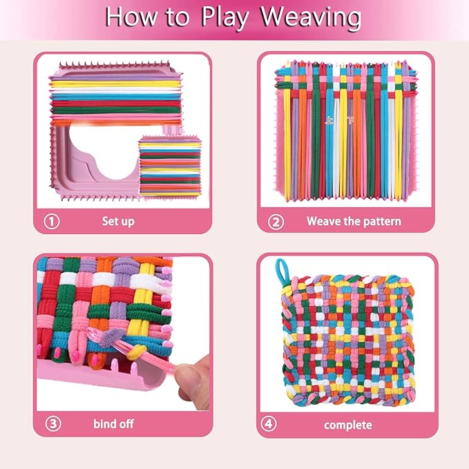 kaaper weaving loom kit for beginners adults, loom kit with 192pcs loops diy arts and crafts for girls and boys, potholder loom knitting kit for beginners (weaving loom kit)
