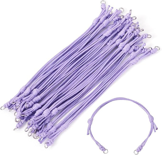 KISSITTY 20pcs Adjustable Bracelet Cords for Connector Charms Waxed Polyester Thread Cord Purple Color Half Finished Bracelet for Friendship Bracelets Jewelry Making