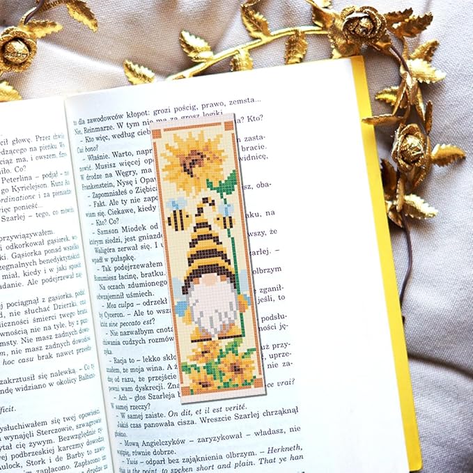 FREEBLOSS 6 Set Cross Stitch Bookmark Kit St. Patrick Gnome Pattern Stamped Cross Stitch Kit 11CT Christmas Embroidery Kits with Instructions for Beginners Adult 20x6cm/8x2.4inch