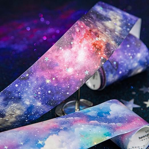 6 Rolls of Cloud Washi Tape Stickers Sets for Junk Journal Supplies, Star Themed Journal Stickers for Scrapbooking, Journaling,Planer (Rainbow)