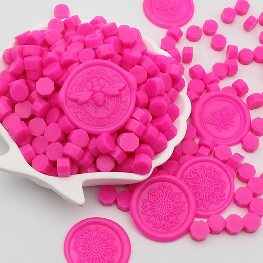 250pcs Wax Seal Beads Rose Pink, Andotopee Premium Sealing Wax Beads for Stamp Seals, Octagon Seal Stamp Pellets Refill Pack for Wedding Invitation, Letter Envelope, Scrapbook DIY & Bridal Crafts