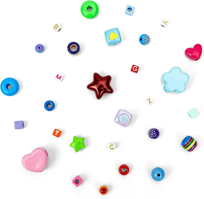 328 PCS Bead Bag Charm Kit for Girls, 40pcs Big Chunky A-Z Keychain Making Kit with Colorful Heart Star Flower Letter Bag Beads DIY Key Chain Charm Supplies for Women and Boys