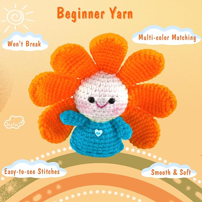 WSICSE 8x50g Beginner Crochet Yarn, Cotton Yarn for Crocheting Easy-to-See Stitches Chunky Thick Soft Yarn for Knitting Easter Basket Stuffers