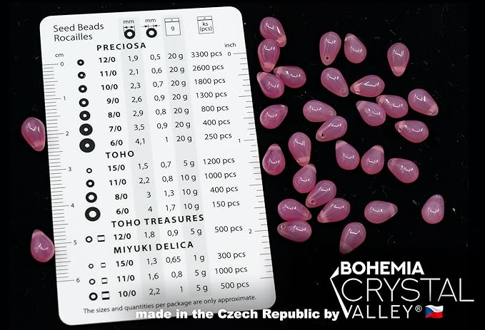 120+ Bead Kit of 6x9mm Pendant Drop Beads - Teardrop Glass Beads for Jewelry Making Set in 4 Opal Colors: White, Pink, Dark Pink, Grass Green