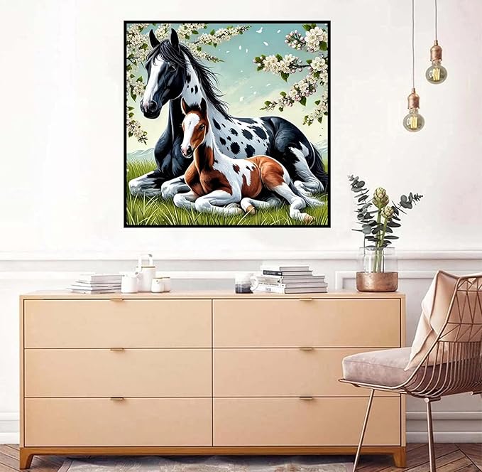 Axquilon Horse Diamond Art Kits for Adults - Diamond Painting Kits for Adults Beginner, DIY 5D Full Drill Horse Gem Art for Home Wall Decor 12x12 inch