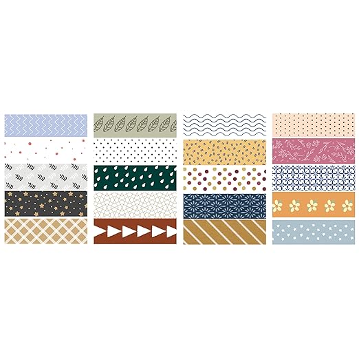 YUBBAEX 20 Rolls Basic Patterns Washi Tape Set Skinny Masking Creative Decorative Tapes, Designer's Selection (Collection 2-Enchantment)