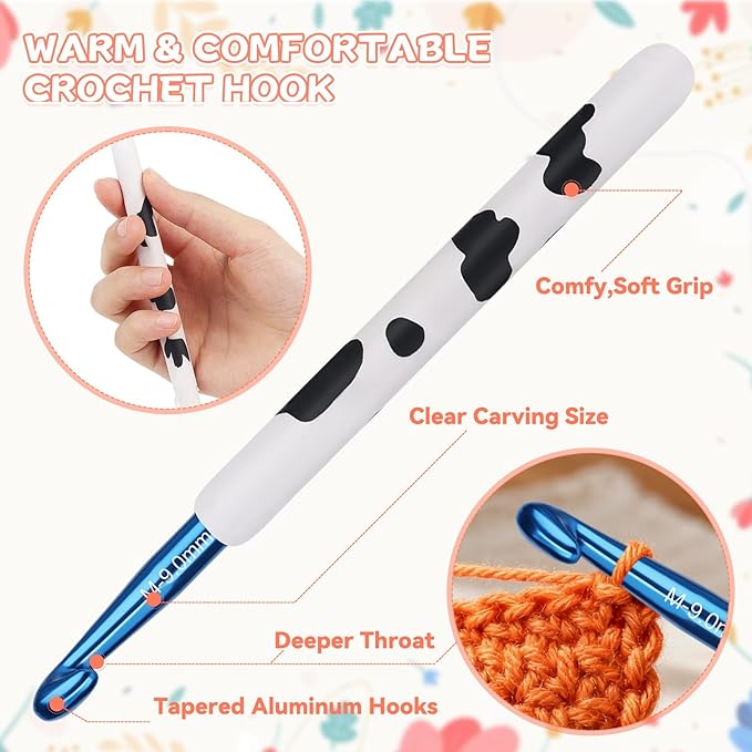 Coopay Crochet Hooks, Crochet Hook with Soft Polymer Clay Handle and Attached Bracelet - Stylish & Practical - 9.0mm (N-15)