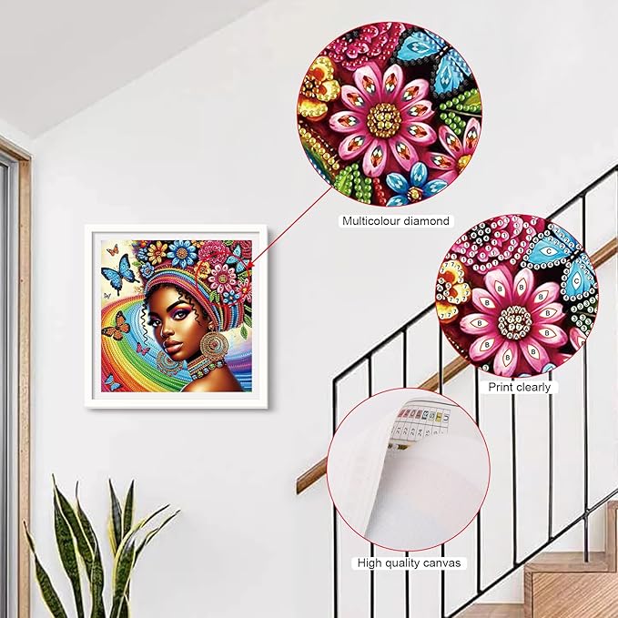 AiYuanzsh 5D Special Shaped Diamond Painting Kit - African American Woman Design, Unique Crystal Rhinestone Diamond Art Set for Beginners and Adults, Perfect for Home Wall Decor and Holiday Gifts