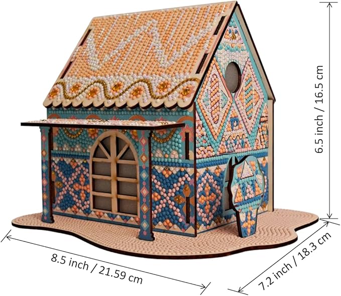 Party Ready 3D Diamond Painting Kit - Mandala Cabin Tapestry DIY Craft Set, Premium Full Drill Diamond Art Kit for Home Decor