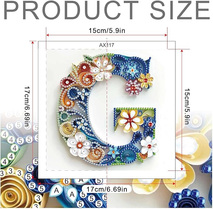 MVVMTOP Diamond Painting Kit, 5D DIY Letter G, Special Shape Crystal Artificial Diamond Art Partial Mosaic Handicraft for Beginners, Wall Decor Gift for Bedroom, Office, Living Room 6.7x6.7in
