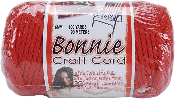 Bonnie Macrame Craft Cord 6mmX100yd - Red