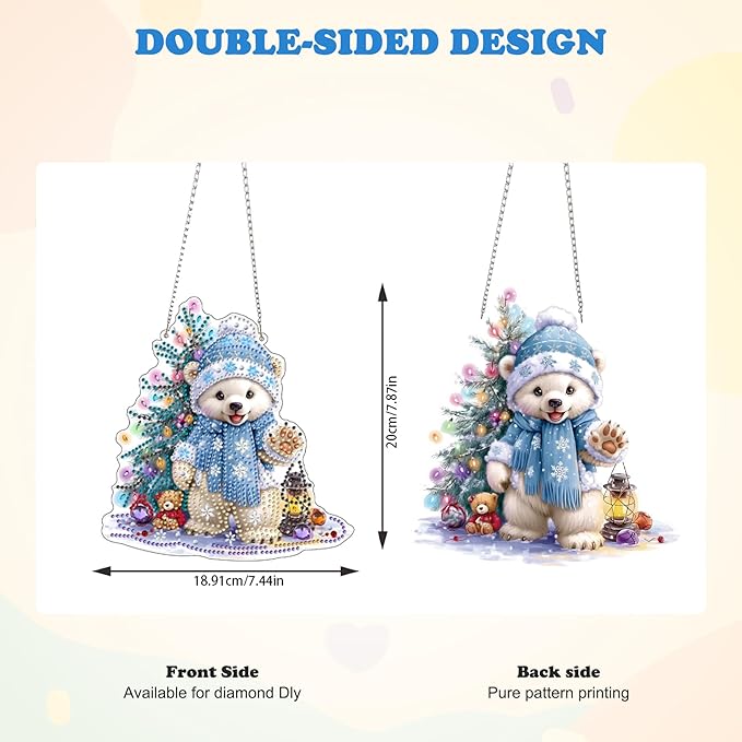 HEIBAGO Polar Bear Diamond Art Hanging Kits for Adults Kids, 5D Special Shaped Crystal Diamond Painting Kit, DIY Pattern Window Pendant Gem Art Kit for Home Wall Decor 8.3 x 8.3 Inch