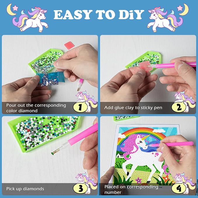Labeol Diamond Art Kits for Kids Crafts for Girls Ages 6-8-10-12 Easy to DIY Creative Diamond Art Sticker Craft by Numbers Kits for Kids and Adult Beginners (6 Pack Dream)